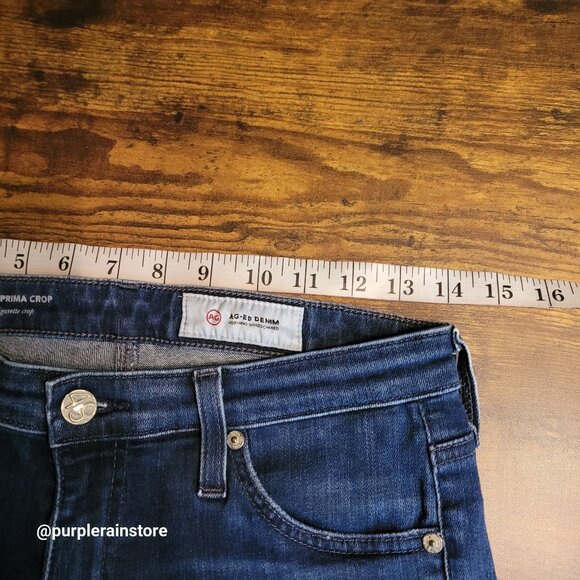 AG Adriano Goldschmied 27 R Prima Cigarette Crop Mid Rise Dark Wash Raw Hem - Picture 7 of 12